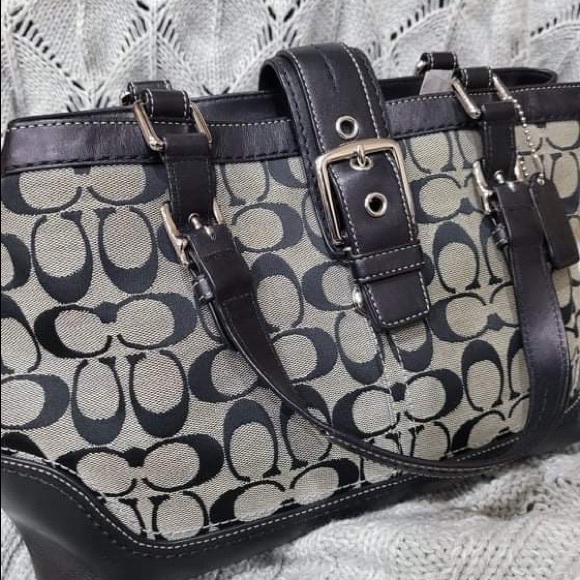 Coach vintage black/ gray purse - Picture 2 of 5